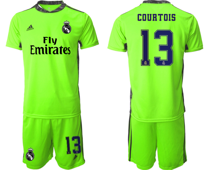 Men 2020-2021 club Real Madrid fluorescent green #13 goalkeeper Soccer Jerseys